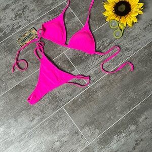 Shekini Vibrant Pink and White Bikini